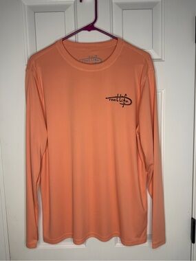 NEW Reel Life Men’s Long Sleeve Performance Shirt - Coral Peach